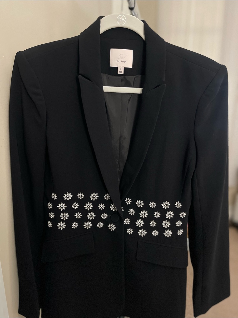Cinq a Sept- Loisa Crystal Embellished Single-Button Blazer